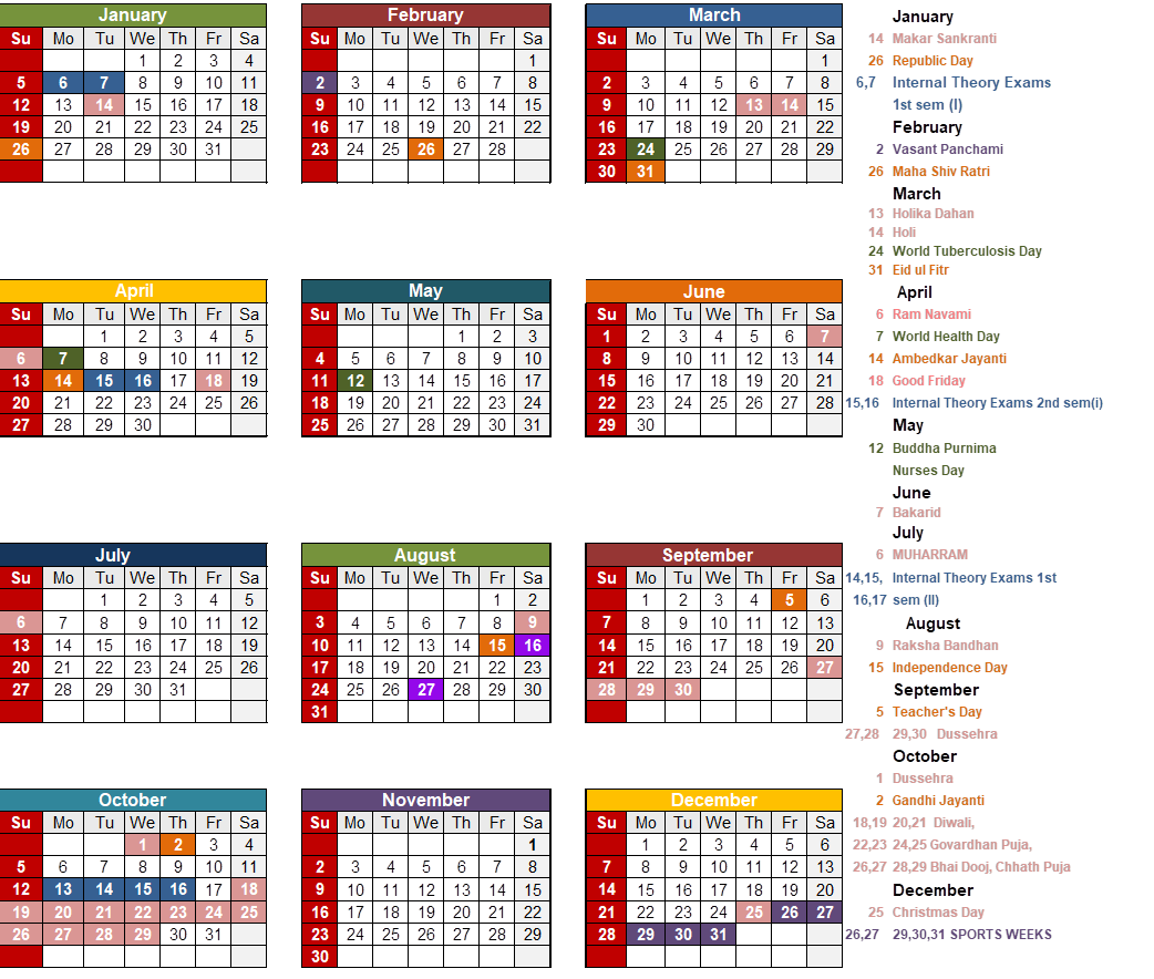 acadmic calender